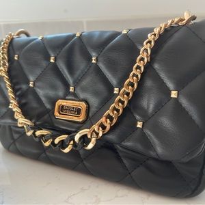 Badgley Mischka Quilted Studded Black Vegan Leather Bag